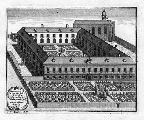 1731 Augustinerkloster Speyer Augustiner Kupferstich antique print Steidlin