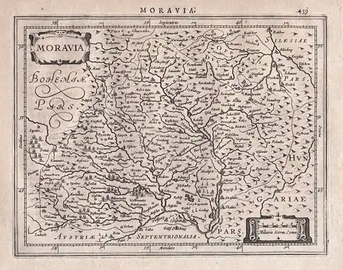 1628 Mähren Morava Moravia Olmütz Olomouc Tschechien Czech map Karte Mercator