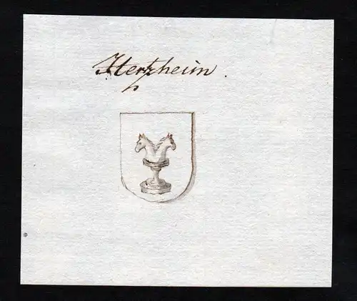 18. Jh. Hertzheim Handschrift Manuskript Wappen manuscript coat of arms