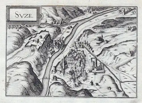 1630 Susa Italia Piemonte gravure estampe Kupferstich Tassin
