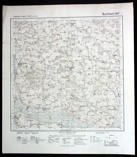 1940 Buchbach Salmanskirchen Stefanskirchen Eiching Wurmsham 1:25000 Karte