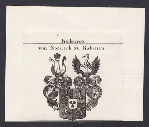 1820 Nordeck Rabenau Pfalz Hessen Wappen Adel coat of arms Kupferstich