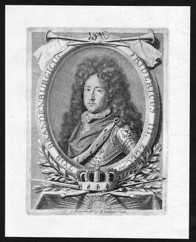 17. Jh. Friedrich I Preußen Hohenzollern Portrait Kupferstich antique print