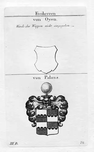 Oyen Palaus - Wappen Adel coat of arms heraldry Heraldik Kupferstich
