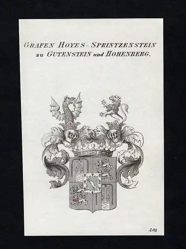 1820 Hoyos Gutenstein Hohenberg Wappen Adel coat of arms Kupferstich engraving