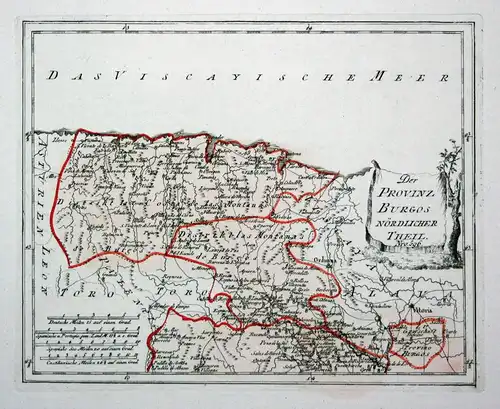 Spanien Spain Portugal Burgos Santander map Karte Reilly engraving Kupferstich