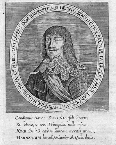 Ca. 1665 Bernhard Sachsen Weimar Thüringen Portrait Kupferstich antique print