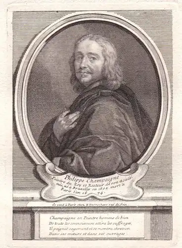 17. Jh. Philippe de Champaigne peintre graveur gravure Portrait antique print