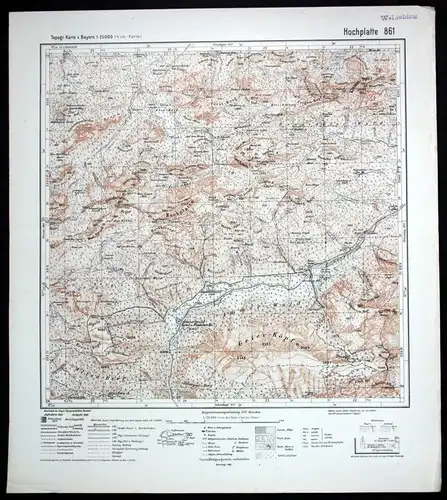 1942 Hochplatte Ammerwald Schwangau 1:25000 Karte Meßtischblatt