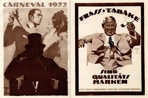 Ludwig Hohlwein Reklame Plakat Werbung Carneval 1922 Frass Tabak Zigaretten 1925