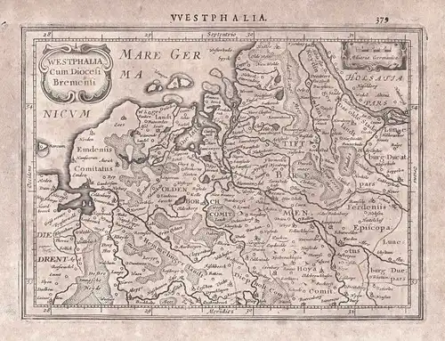1628 Deutschland Germany Bremen Westfalen Westphalia map Karte Gerard Mercator