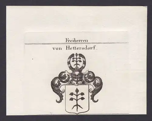 1820 Hettersdorf Franken Wappen Adel coat of arms heraldry Heraldik Kupferstich