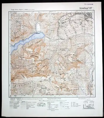 1936 Schellkopf Plansee Lichtbrennjoch Alpen Ammergau 1:25000 Karte