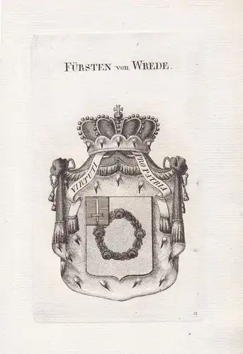 Wrede Bayern Bavaria Wappen coat of arms Heraldik heraldry 1820 Kupferstich