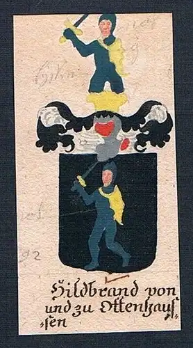 18. Jh. Hildprandt von und zu Ottenhausen Schlesien Manuskript Wappen Adel
