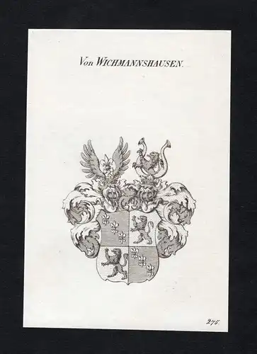 1820 Wichmannshausen Wappen Adel coat of arms Heraldik Kupferstich engraving