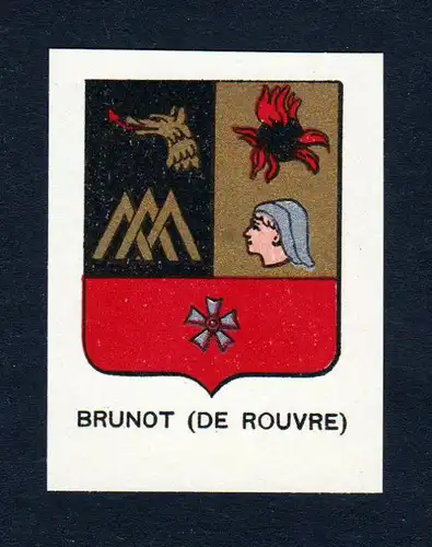 Ca. 1880 Brunot de Rouvre Wappen Adel coat of arms heraldry Lithographie antique