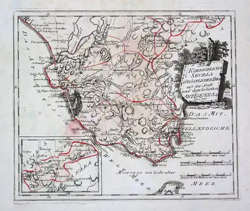 Spanien Spain Portugal Sevilla Antequera map Karte Reilly engraving Kupferstich