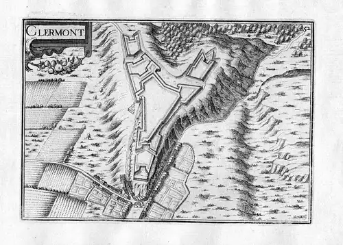 1630 Clermont Frankreich France Kupferstich Karte map engraving gravure Tassin
