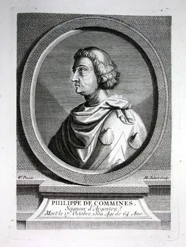18. Jh. Philippe de Commynes politique historien gravure Portrait engraving