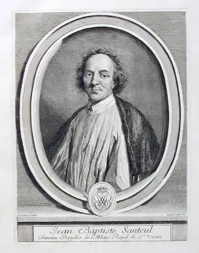 Jean de Santeul poete Poet Dichter gravure Portrait gravure ca. 1700