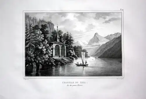 1825 Tellskapelle Wilhelm Tell Vierwaldstätter See - Schweiz Suisse Lithographie