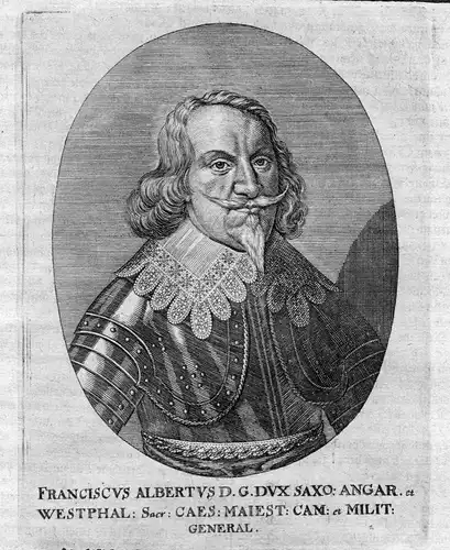 Ca. 1665 Franz Albrecht von Sachsen Portrait Kupferstich antique print