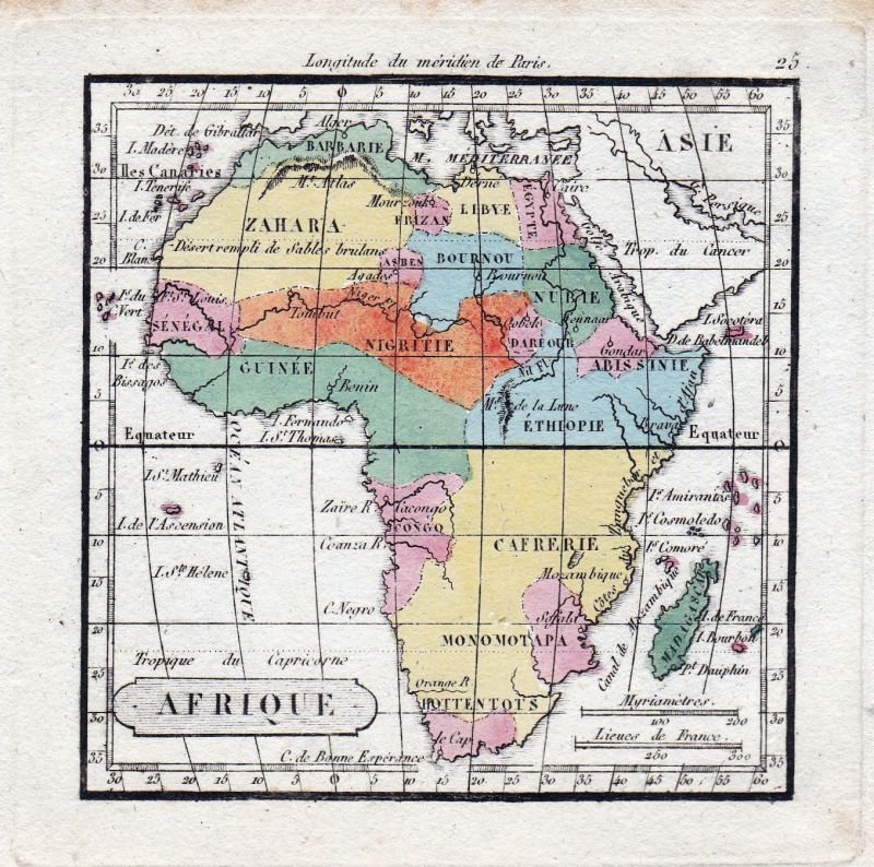 1820 - Senegal Africa Afrika map Original Kupferstich engraving antique