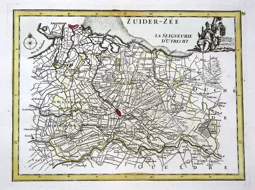 1767 Utrecht Amsterdam Nederland map Karte Kupferstich antique print Le Rouge