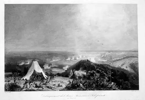Ca. 1840 Sidi Fredj Algeria battle Ansicht vue estampe Stahlstich antique print
