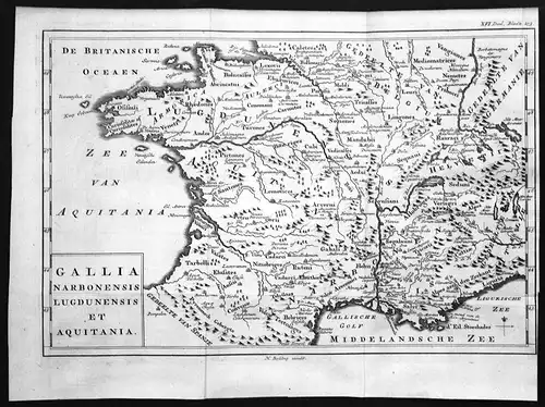 18. Jh. Aquitaine Narbonne France gravure carte map Kupferstich antique print