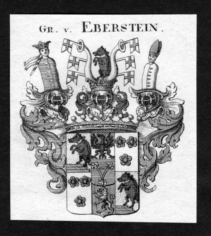1820 Eberstein Franken Wappen Adel coat of arms Heraldik Kupferstich