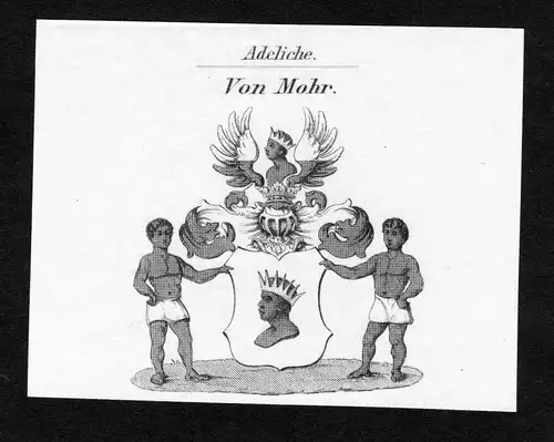 Ca. 1820 Mohr Wappen Adel coat of arms Kupferstich antique print heraldry 136617