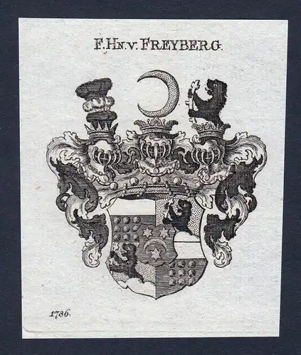 1820 Freyberg Schwaben Wappen Adel coat of arms Heraldik Kupferstich engraving