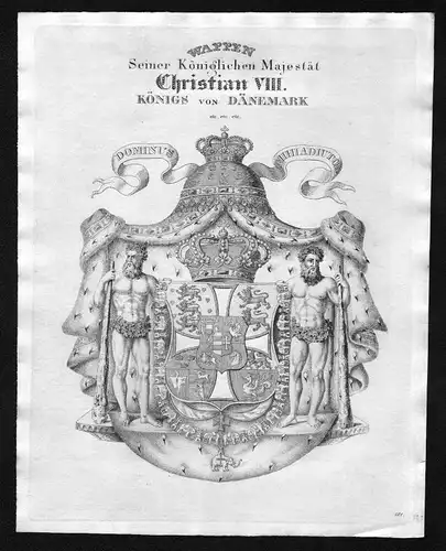 1820 - Dänemark Denmark Wappen Adel coat of arms heraldry Heraldik Kupferstich