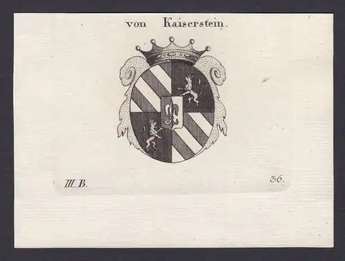 1820 Kaiserstein Österreich Austria Wappen Adel coat of arms Kupferstich