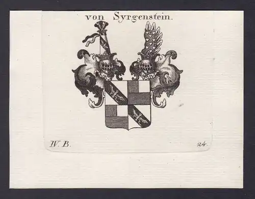 1820 Syrgenstein Schwaben Bayern Wappen Adel coat of arms Kupferstich