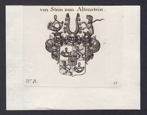 1820 Altenstein Stein Schwaben Franken Wappen Adel coat of arms Kupferstich