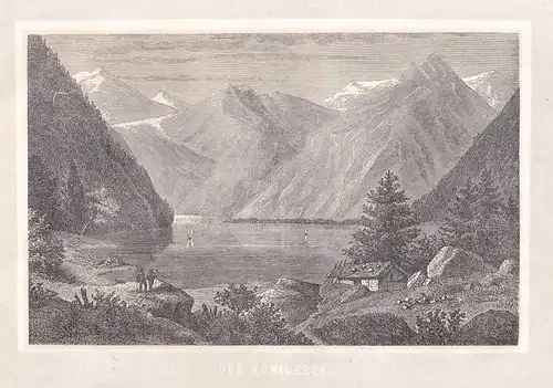 Ca. 1870 Königssee Bayern Ansicht view Holzstich antique print