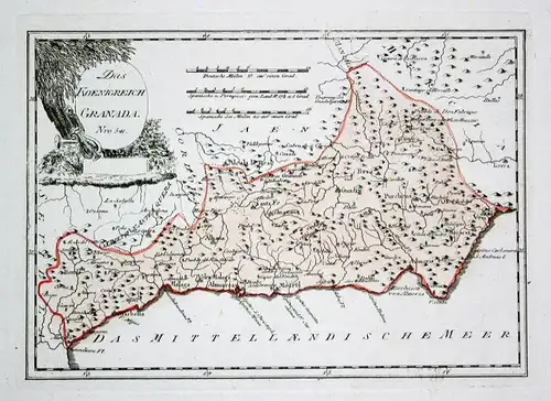 Spanien Spain Portugal Granada Malaga map Karte Reilly engraving Kupferstich