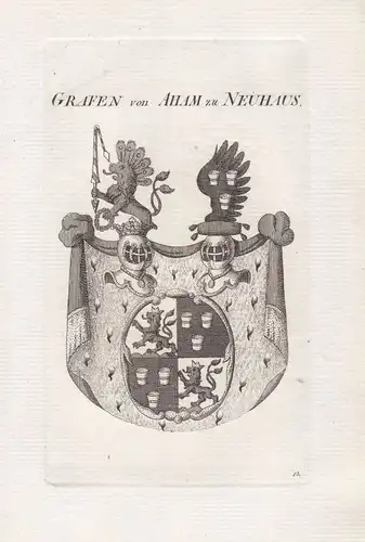 Aham Neuhaus Bayern Wappen coat of arms Heraldik heraldry 1820 Kupferstich