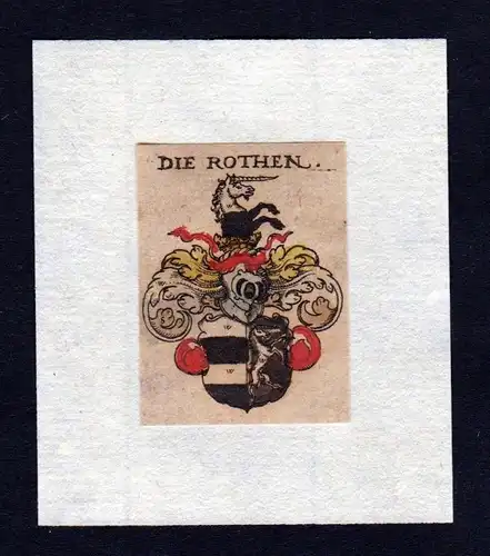 H. von Roth Rothen Wappen coat of arms heraldry Heraldik Kupferstich