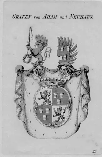 1820 - Aham Neuhaus Wappen Adel coat of arms heraldry Heraldik crest Kupferstich