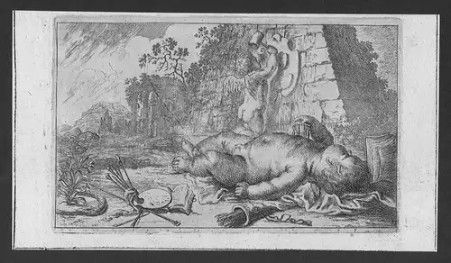 1700 boy Junge angel Engel arrows Pfeile etching Kupferstich antique print