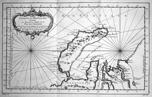 1758 Novaya Zemlya Nowaja Semlja Russia Island map Kupferstich engraving  154890