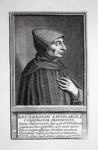 18. Jh. Girolamo Hieronymus Savonarola Prediger preacher predicateur Portrait