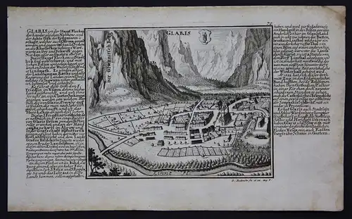 1700 Glarus Gesamtansicht Kupferstich Bodenehr
