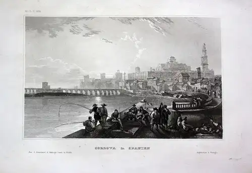 1840 - Cordoba Brücke Andalusien Spanien Spain Espana engraving Stahlstich