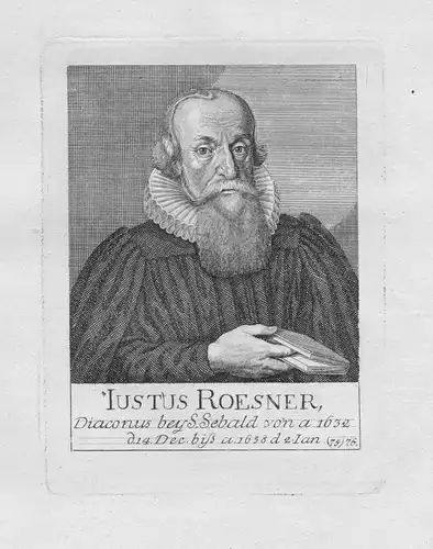 18. Jh. Justus Rösner Diakon St. Sebald Sebalduskirche Nürnberg Portrait