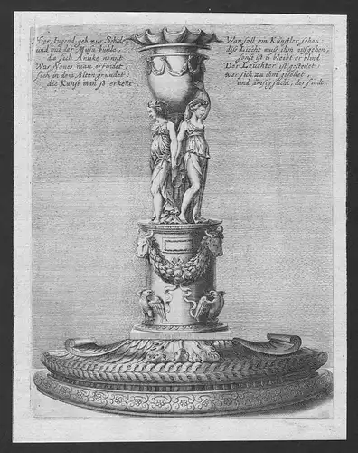 1700 Leuchter Kerzenhalter chandelier candle etching Kupferstich antique print
